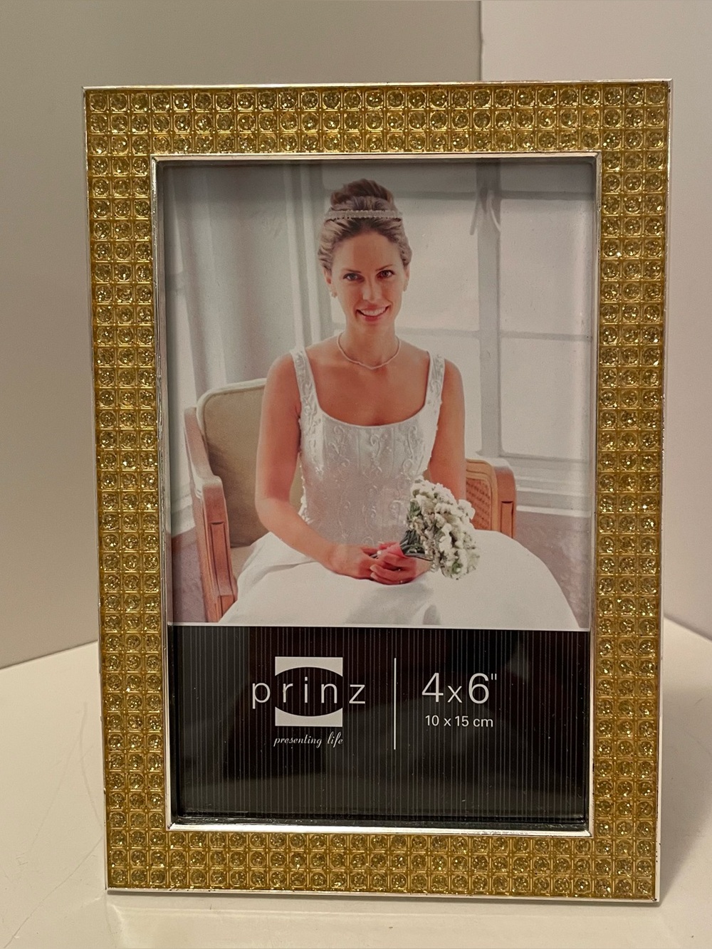 Prinz‎ Eternity Collection Gold Rhinestone Enamel Picture Frame 4x6